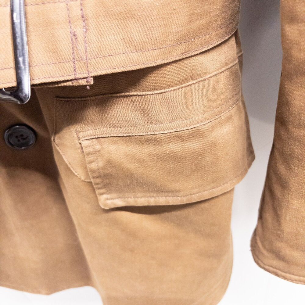 1950s Windward Mouton Collar Mackinaw Coat Belted Canvas Workwear Sheepskin M - Picture 5 of 12